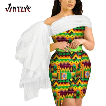 Модные женские платья, Африканская одежда с принтом Анкары, Женские короткие платья-дашики, Элегантные африканские вечерние платья WY9485