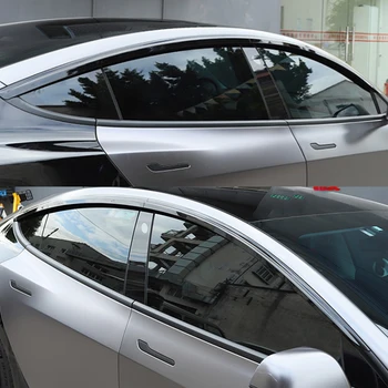 Автомобильные Аксессуары Для Tesla Модель 3 2017-2023 ABS Хром черный Карбоновый водонепроницаемый Дверной Оконный Козырек Вентиляционные Шторы Защита От Солнца и Дождя 4ШТ