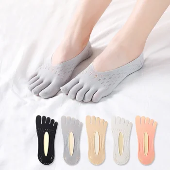 Модные Летние Женские тапочки с носком на тонком носке, Женские невидимые силиконовые противоскользящие носки на пять пальцев