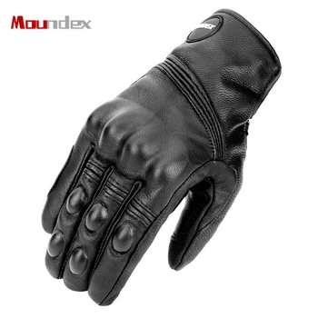 Мотоциклетные перчатки Классические из натуральной кожи, ретро мотоциклетные перчатки, мужские перчатки на полный палец, перчатки для вождения, рыцарь