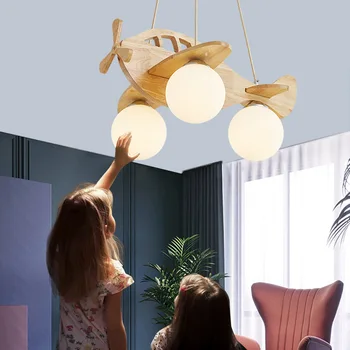 Деревянная люстра в виде самолета, современная минималистичная креативная модель, светильник, Роскошная детская комната, декоративная подвеска в спальню 