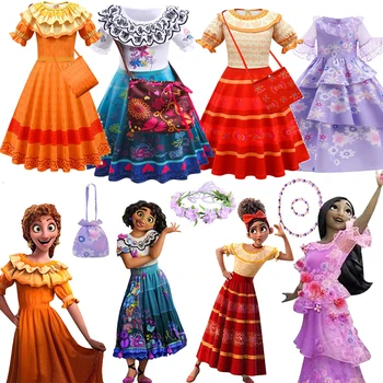 Очаровательный костюм Принцессы для девочек Мирабель, Детский бальный костюм для девочек, Платье Принцессы на Хэллоуин, Детский карнавальный костюм