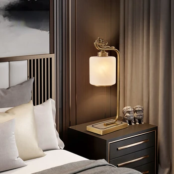 Настольная лампа из медного мрамора, лампа в гостиной, современная элегантная Ретро-прикроватная тумбочка для спальни, лампа Lotus
