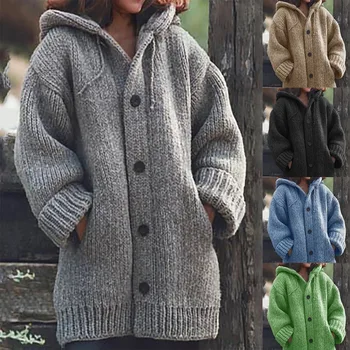 2023 Осенне-зимний Свитер, вязаный Свитер, женское пальто средней длины