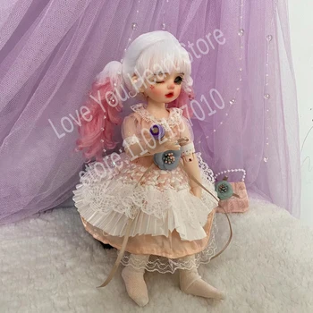 Кукольный парик для OB11 1/8 1/6 1/4, кукла BJD, Кудри ручной работы, двухцветный парик, аксессуары для кукол, несколько цветов на выбор