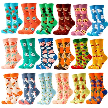 Осенне-зимние Новые носки с животными, Фруктовые мужские носки, Милые модные носки, Забавные хлопчатобумажные носки с едой