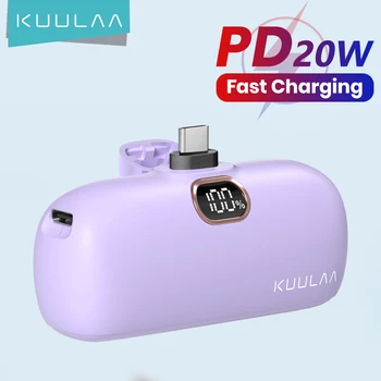 KUULAA Mini Power Bank 5000mAh PowerBank QC PD Быстрая зарядка для iPhone 14 13 12 Batterie Externe Портативное зарядное устройство для Xiaomi Mi