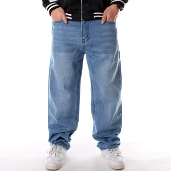 Осенние повседневные джинсы в стиле хип-хоп размера плюс 8XL 7XL 6XL, новые модные мужские свободные брюки на молнии с карманами, трендовые брюки для скейтборда.