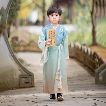 Костюм Hanfu с вышивкой птиц в китайском стиле для мальчиков, одежда для сцены, детский древний косплей Hanfu для детей