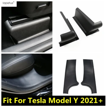 Защитная накладка на порог задней двери, накладка на направляющие передних сидений, защита от ударов, отделка салона автомобиля, Аксессуары для Tesla Модель Y 2021 2022 0