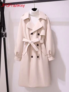 Длинное Шерстяное пальто с хлопковой подкладкой, Женское Новое Осенне-зимнее Темпераментное Шерстяное пальто Высокого класса, Зимнее женское пальто, Теплые Пальто 2023