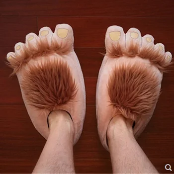 2021 Г. Массивные мужские теплые тапочки с лапами, Размер 36-46, Креативная обувь из искусственного меха, Мужская Дизайнерская домашняя обувь Bigfoot