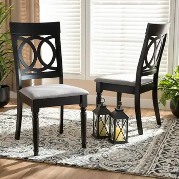 Набор обеденных стульев Lucie и Contemporary из серой ткани с отделкой из дерева цвета эспрессо коричневого цвета из 2 предметов