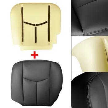 Для 2003-2007 Chevy Silverado Черный кожаный чехол для нижнего сиденья водителя и поролоновая подушка