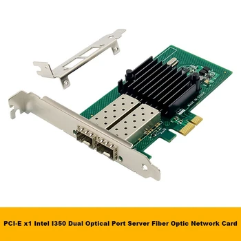 NHI350AM2 PCI-E X1 Двухпортовая Гигабитная Сетевая карта SFP Сервер Сетевая карта I350-F2 Волоконно-оптическая Сетевая карта Зеленого Цвета 1