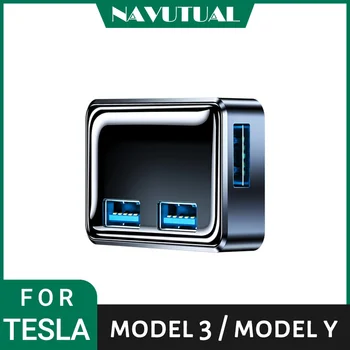 Зарядное устройство 3 USB-шунтирующий концентратор, Флокированный Бардачок, док-станция для Tesla Model Y, модель 3, адаптер, удлинитель-разветвитель с питанием