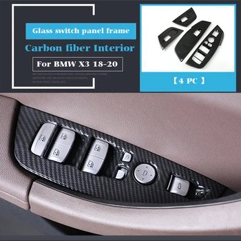Автомобильный Стайлинг Внутренние Кнопки Панель Рамка Украшение Автомобильные Чехлы Наклейки Отделка для BMW X3 X4 G01 G02 Автоаксессуары из Углеродного Волокна