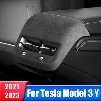 Защитная крышка вентиляционного отверстия заднего кондиционера Автомобиля, наклейка с замшевой отделкой Для Tesla Model 3, Модель Y 2021 2022 2023, Аксессуары