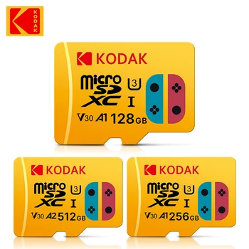 10шт Kodak 256 ГБ Micro SD Карта 128 ГБ Карта памяти 128 ГБ Microsd cartao de memoria 256 ГБ Высокоскоростная флэш-карта TF + SD-адаптер 0
