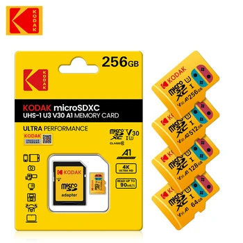 10шт Kodak 256 ГБ Micro SD Карта 128 ГБ Карта памяти 128 ГБ Microsd cartao de memoria 256 ГБ Высокоскоростная флэш-карта TF + SD-адаптер 2