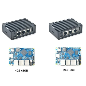 Для платы разработки Nanopi R5S RK3568 Плата разработки EMMC с двойным 2,5 G гигабитным портом Ethernet с корпусом