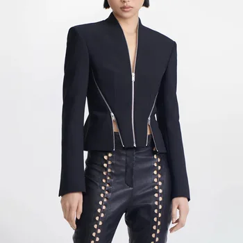 SuperAen/ Модное женское пальто, Осень 2023, Новый дизайн, Короткая куртка на молнии, пальто для женщин