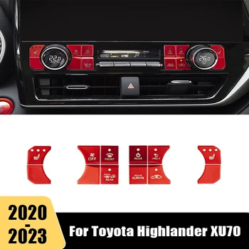 Алюминиевая Автомобильная Центральная Консоль Кондиционер Кнопка Климат-Контроля Наклейки Для Toyota Highlander Kluger XU70 2020 2021 2022 2023
