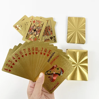 Пластиковые 24K Золотые игральные карты Игровая колода для покера водонепроницаемая настольная игра для покера Покерные карты для игровой вечеринки
