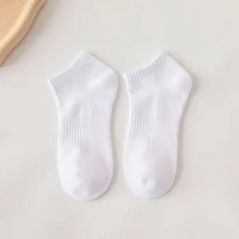 Однотонные носки Черного, Белого, серого цвета, Женские Весенне-летние дышащие спортивные носки средней длины 2