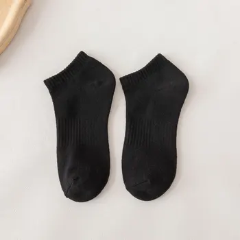 Однотонные носки Черного, Белого, серого цвета, Женские Весенне-летние дышащие спортивные носки средней длины 3