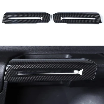 Наклейки для отделки внутренней дверной ручки, аксессуары для украшения Ford Mustang 2015-2021, ABS из углеродного волокна Черного цвета