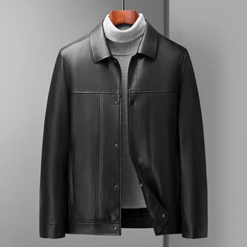 BL-8806 Осень 2022, Новая модная кожаная куртка с воротником, Тонкий Мужской топ среднего возраста, Деловая Повседневная домашняя одежда
