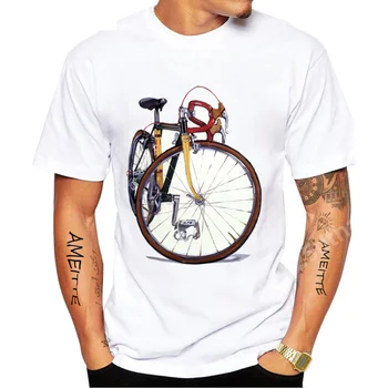 Футболка с рисунком велосипедиста, Новый летний дорожный велосипед, любители спорта, мужчины, Белые повседневные футболки для мальчиков, винтажные топы для мужчин