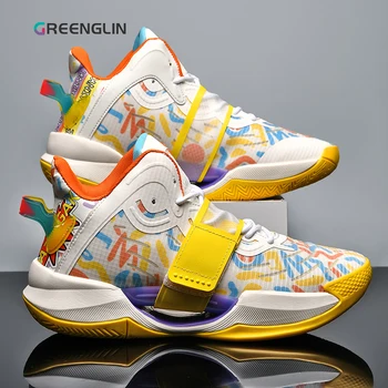 Greenglin Профессиональная мужская баскетбольная трендовая обувь, Баскетбольные кроссовки, противоскользящая пара дышащих баскетбольных ботинок с высоким берцем