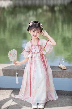 Костюм Сказочной принцессы Тан, детские костюмы для косплея, винтажное китайское традиционное платье Hanfu с вышивкой кролика