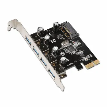 PCI-E Express 4-портовый адаптер для карт USB 3.0 с 15-контактным разъемом питания SATA