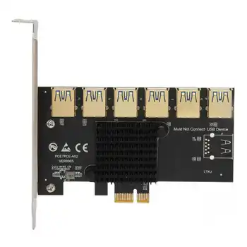 Карта PCIE 1-6 Riser Card PCIE 1X Графическое расширение USB3.0 Простая установка Широко Совместимая карта адаптера PCIE 1-PCIE 6 горячая