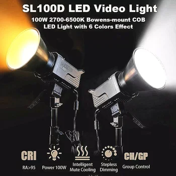 LUXCEO SL100D светодиодный светильник для Видеосъемки Двухцветный 2700-6500 K 100 Вт CRI95 + 6 световых эффектов Бесшумный Режим Bowens Mount Photography Studio Light