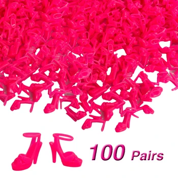 NK 100 Пар Модных розовых туфель для куклы Барби Аксессуары 1/6 Кукольная игрушка Современные босоножки на каблуках Обувь для вечеринок Оптом