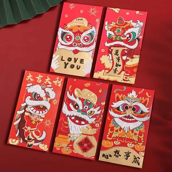 5 шт. Традиционных красных конвертов Хунбао, красный пакет для Китайского Весеннего фестиваля, на 2022 год подарочной упаковки
