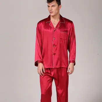 1 Мужская одежда для отдыха, пижама, мужской костюм, пижамный костюм, брюки с длинными рукавами, мужская пижама из тонкого шелка льда 3