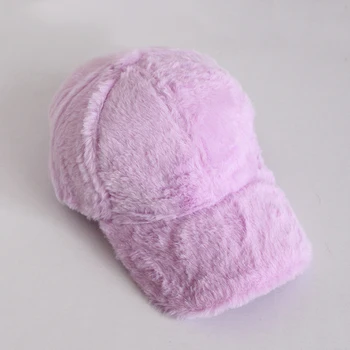 Толстая плюшевая зимняя кепка для женщин 2022, однотонная зимняя бейсболка для женщин, женские пушистые зимние шапки Femme 0