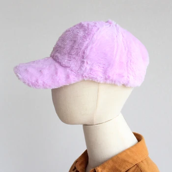Толстая плюшевая зимняя кепка для женщин 2022, однотонная зимняя бейсболка для женщин, женские пушистые зимние шапки Femme 3