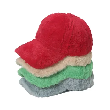 Толстая плюшевая зимняя кепка для женщин 2022, однотонная зимняя бейсболка для женщин, женские пушистые зимние шапки Femme 4