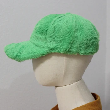 Толстая плюшевая зимняя кепка для женщин 2022, однотонная зимняя бейсболка для женщин, женские пушистые зимние шапки Femme 5