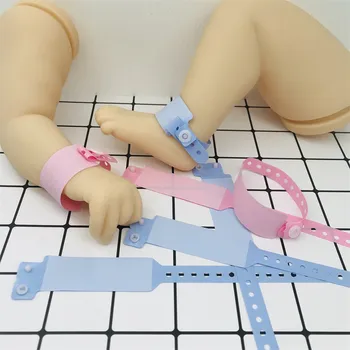 10 шт./компл. Розовый и синий браслет для новорожденных, комплект для куклы-реборн, браслет может быть написан от руки, аксессуары для куклы-реборн регулируемой длины