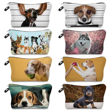 Серия Animal, Студенческий пенал с принтом милой собаки, Настраиваемая сумка для туалетных принадлежностей, Женская косметичка, Косметичка большой емкости для путешествий