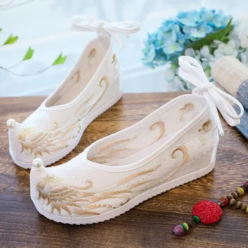 2023 женская обувь с вышивкой, ткацкое золото, обувь древней китайской принцессы для девочек, винтажная обувь для оперных танцев династии Ханфу Тан юэ q151