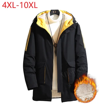 Мужская Уличная одежда в стиле хип-хоп С капюшоном, Модная куртка в полоску, пальто из флиса Харадзюку, Осенне-зимняя верхняя одежда, Мужская одежда Большого Размера 10XL