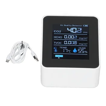 Высокоточный детектор качества воздуха 5 в 1, зарядка через USB, приложение Bluetooth, тестер CO2, цветной дисплей для гостиной, для офиса